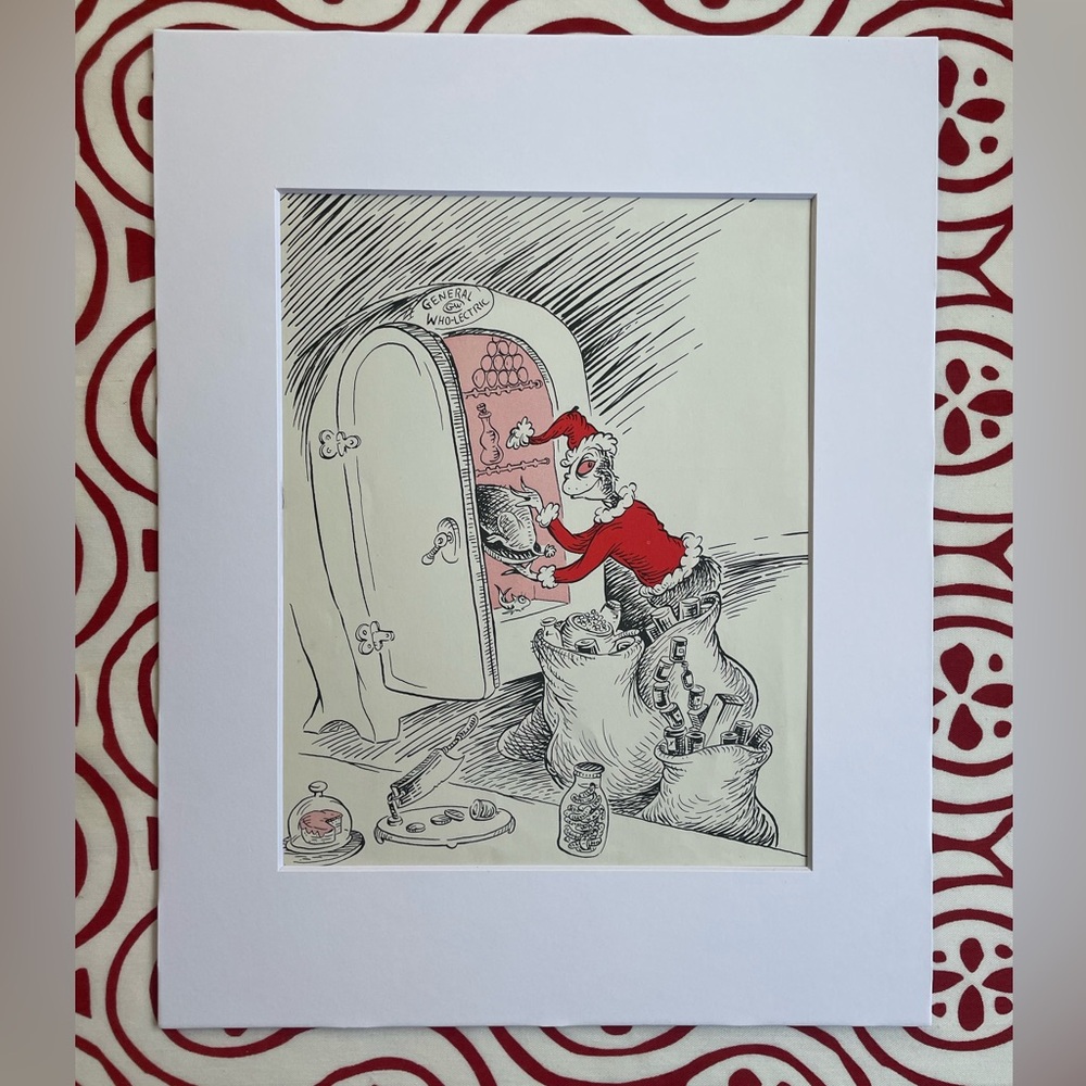 Dr Seuss How The Grinch Stole Christmas Matted Vintage Book Illustration 1957